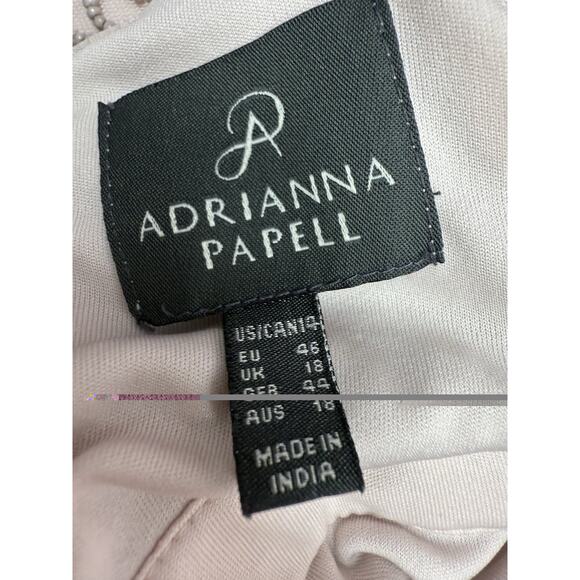 Adrianna Papell Beaded Illusion Mesh Gown Pink Blush Formal Dress Size 14 - Picture 14 of 15